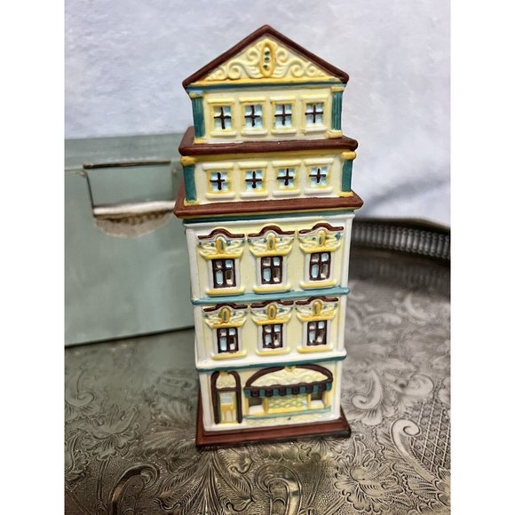 NIB! PartyLite Cafe Amsterdam Tealight House 2 Pc P8275 Hand Painted Porcelain - Picture 1 of 8